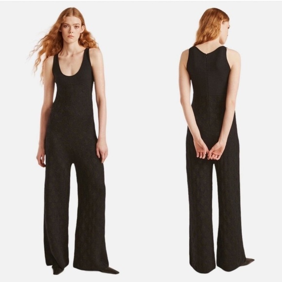 Rebecca Taylor Black Sleeveless Doily Jumpsuit - Picture 1 of 12